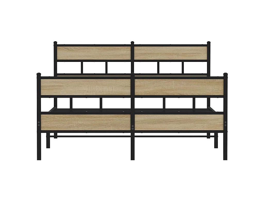 Estructura de cama sin colchón metal roble Sonoma 135x190 cm