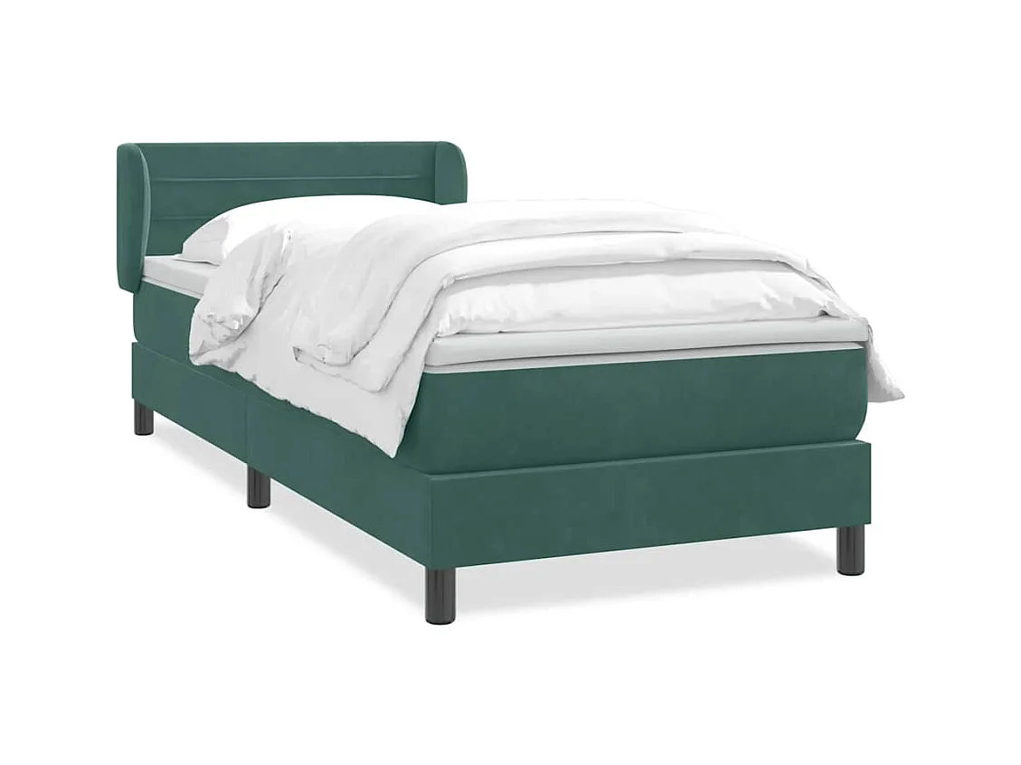 Sommier à lattes de lit et matelas vert foncé 80x220 cm velours