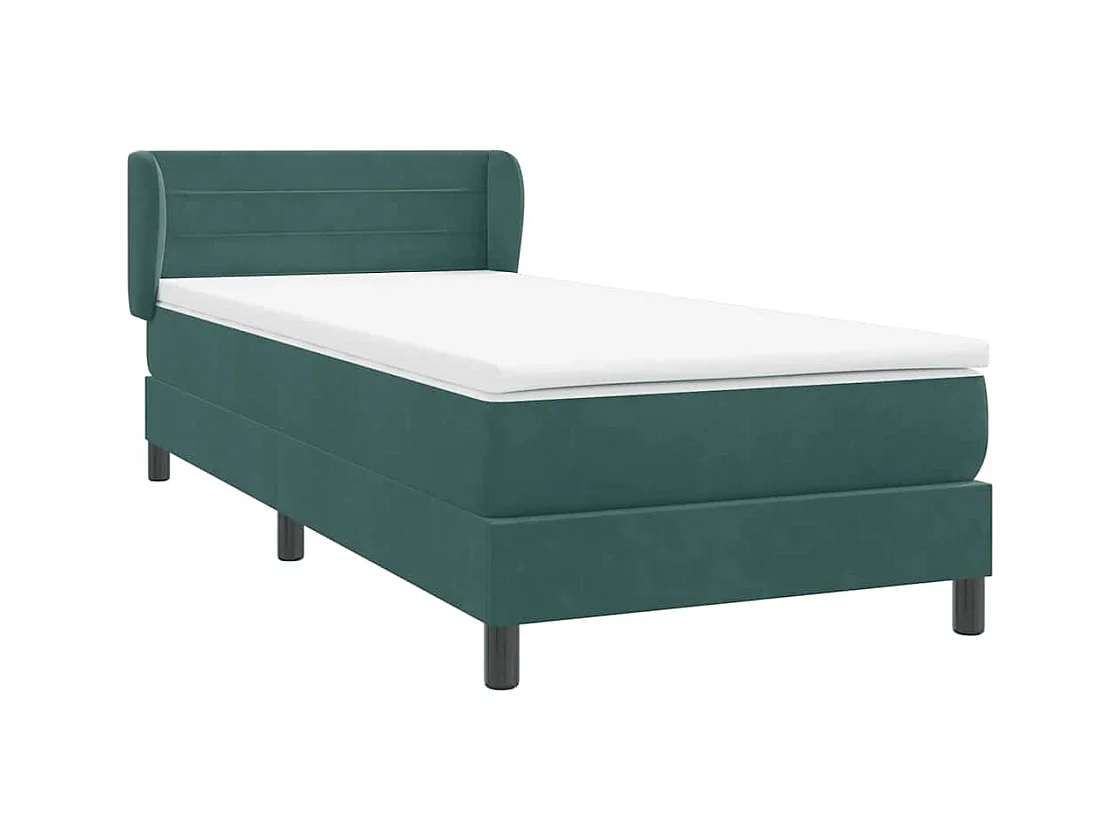 Sommier à lattes de lit et matelas vert foncé 80x220 cm velours