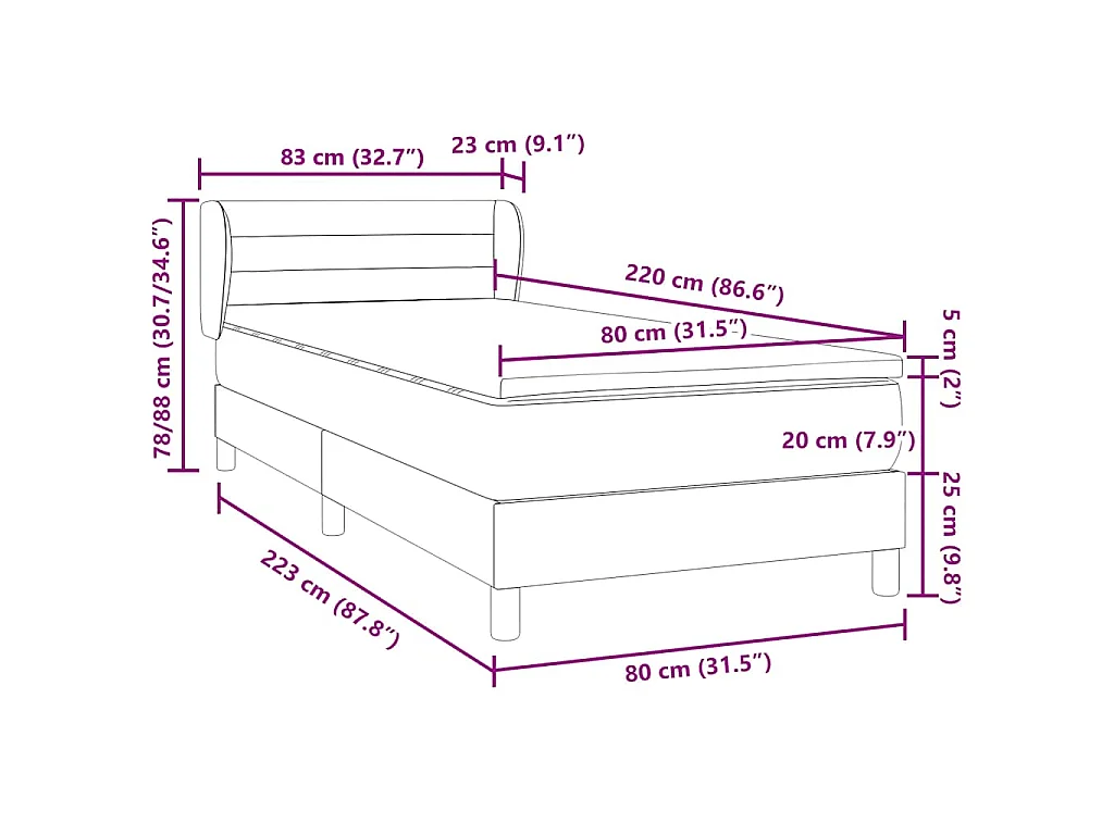 Boxspring met matras fluweel donkergroen 80x220 cm