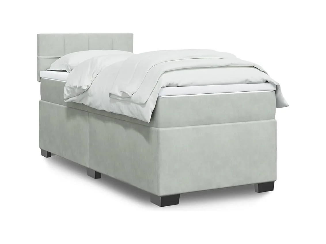 Sommier à lattes de lit et matelas Gris clair 80x200 cm Velours