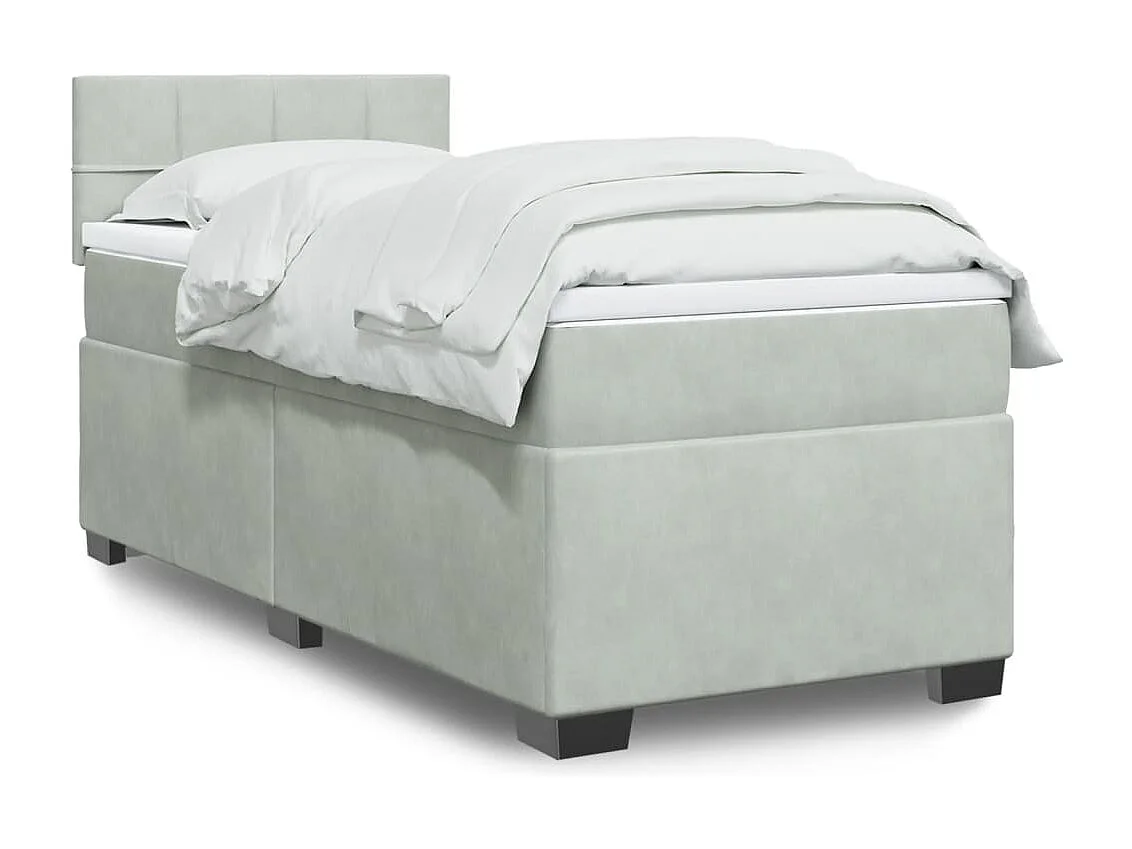 Boxspringbett mit Matratze Hellgrau 80x200 cm Samt