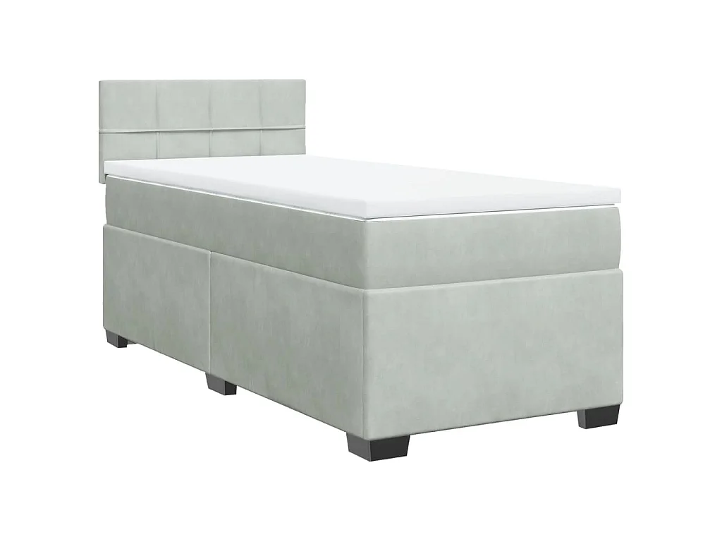 Boxspringbett mit Matratze Hellgrau 80x200 cm Samt