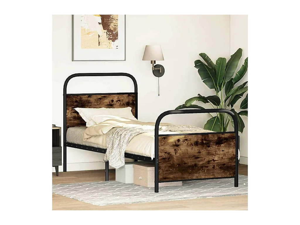 Estructura cama sin colchón 80x200 cm madera roble ahumado