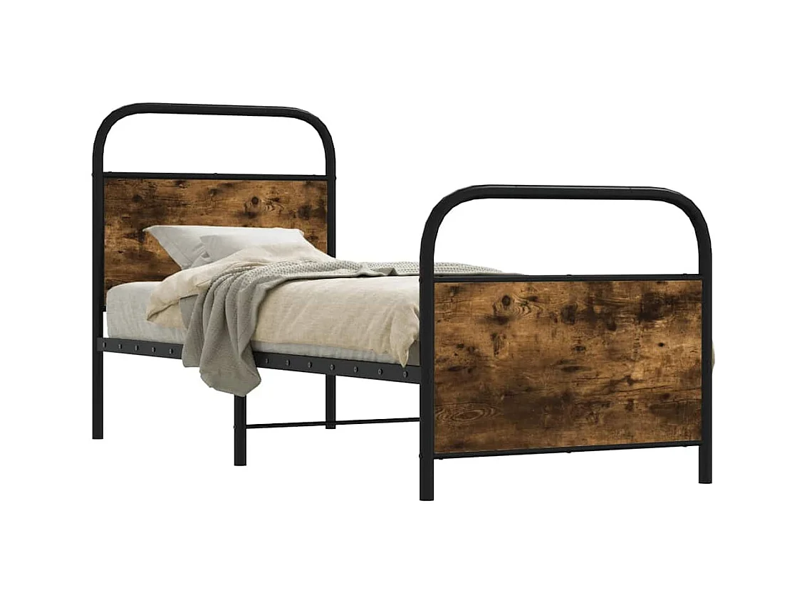 Cadre de lit sans matelas 80x200cm chêne fumé bois d'ingénierie