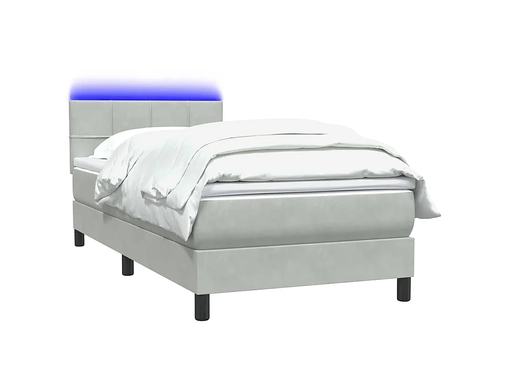 Boxspring met matras en LED fluweel lichtgrijs 80x210 cm