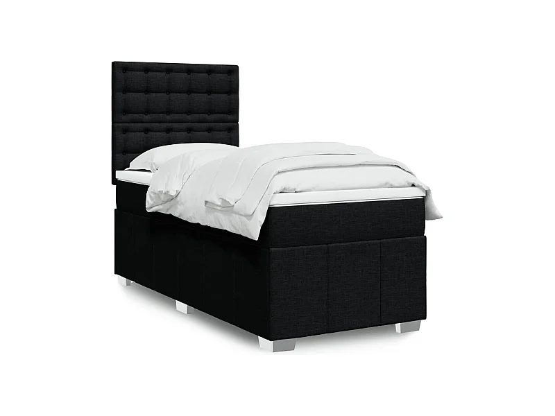 Sommier à lattes de lit et matelas Noir 80x200 cm Tissu