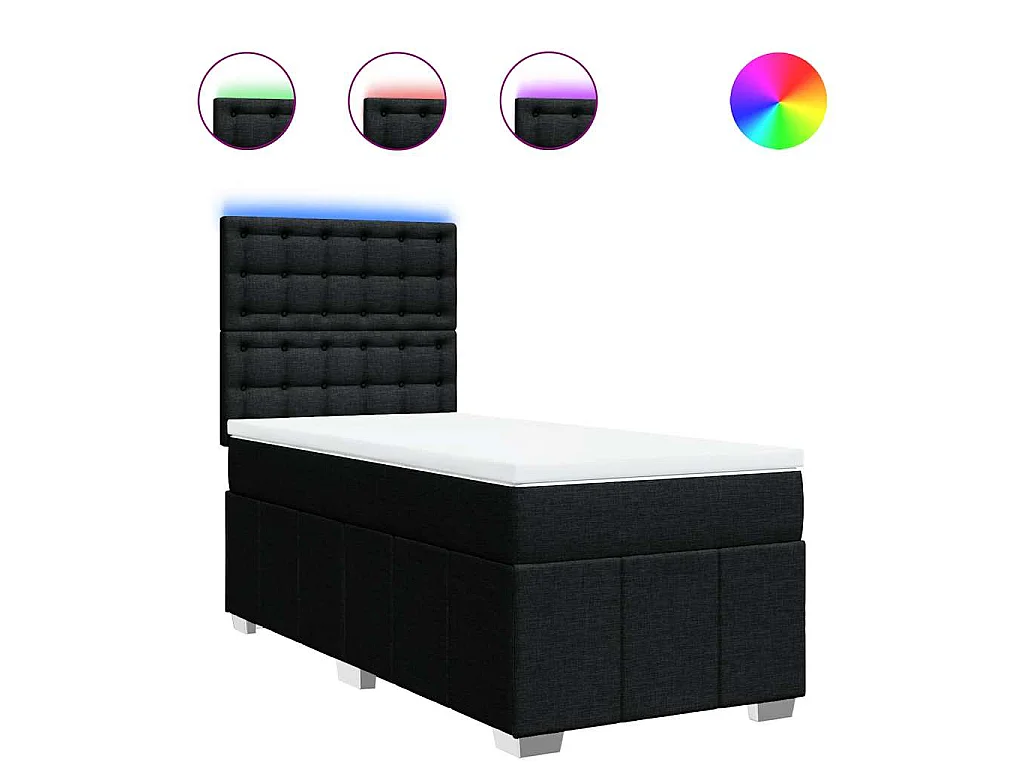 Sommier à lattes de lit et matelas Noir 80x200 cm Tissu