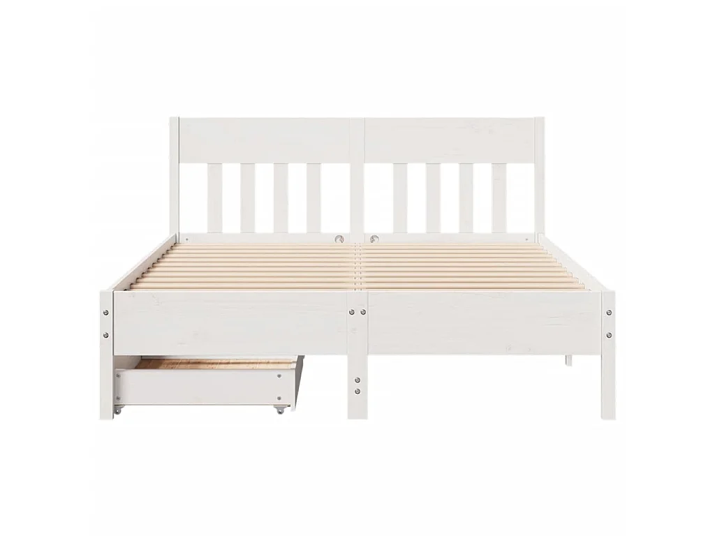Cadre de lit sans matelas blanc 135x190 cm bois de pin massif
