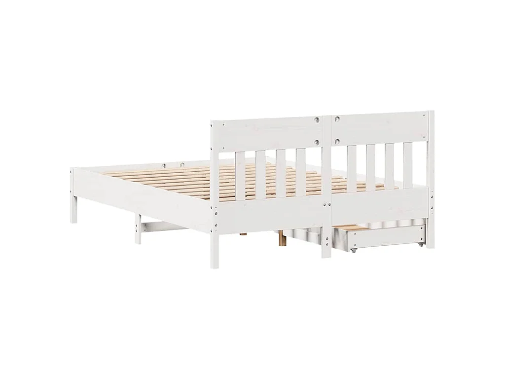 Cadre de lit sans matelas blanc 135x190 cm bois de pin massif