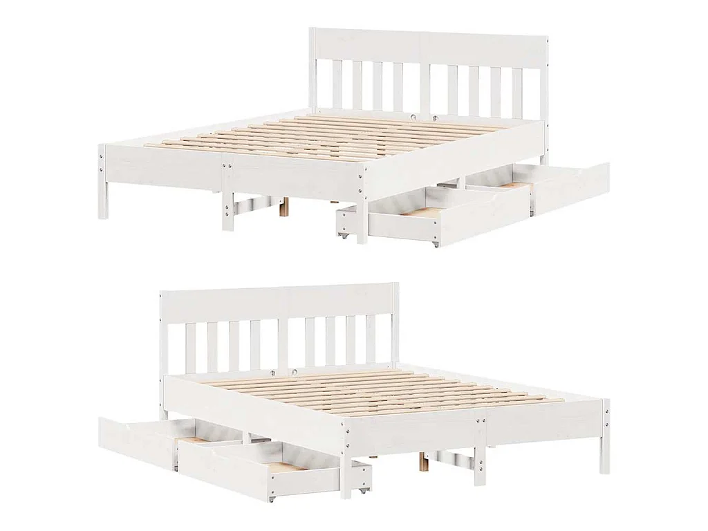 Cadre de lit sans matelas blanc 135x190 cm bois de pin massif