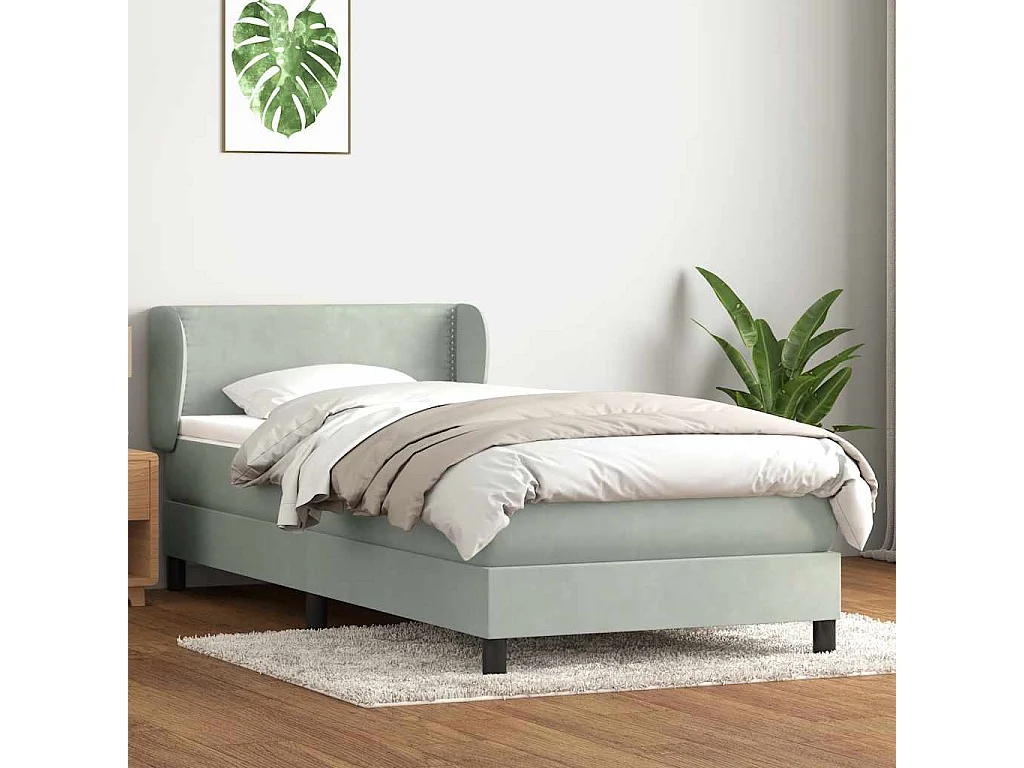 Boxspringbett mit Matratze Hellgrau 80x210 cm Samt