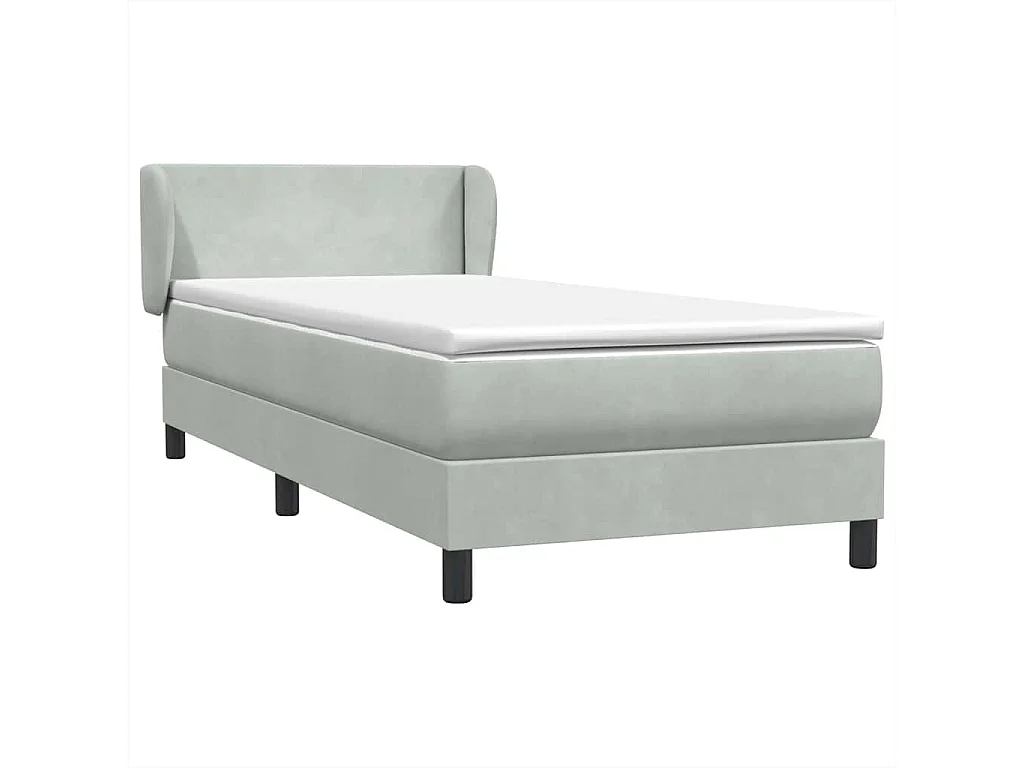 Giroletto a Molle con Materasso Grigio Chiaro 80x220 cm Velluto