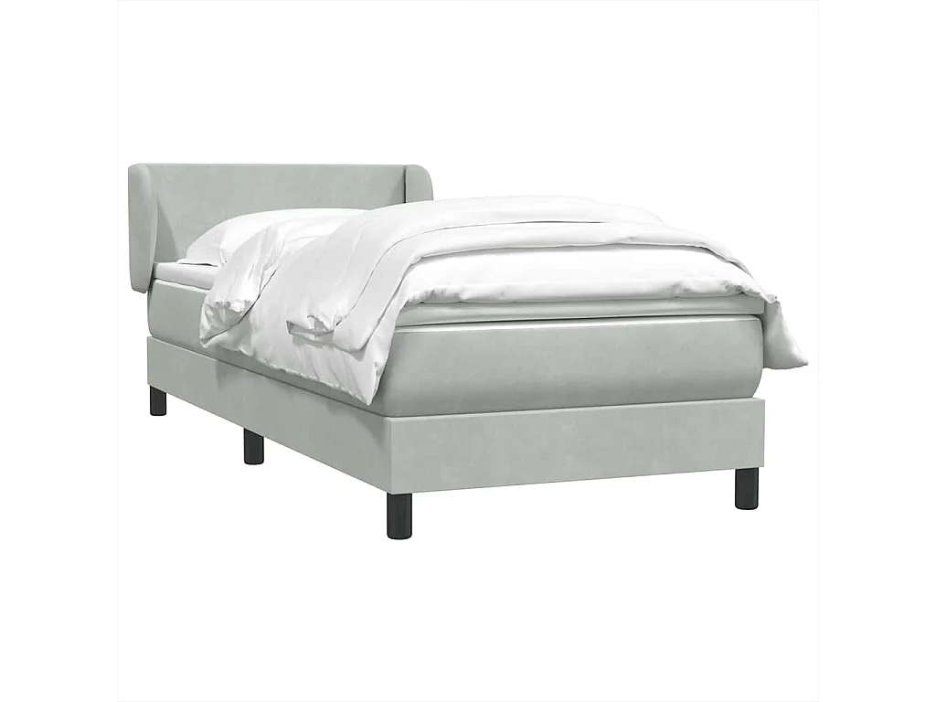 Giroletto a Molle con Materasso Grigio Chiaro 80x220 cm Velluto