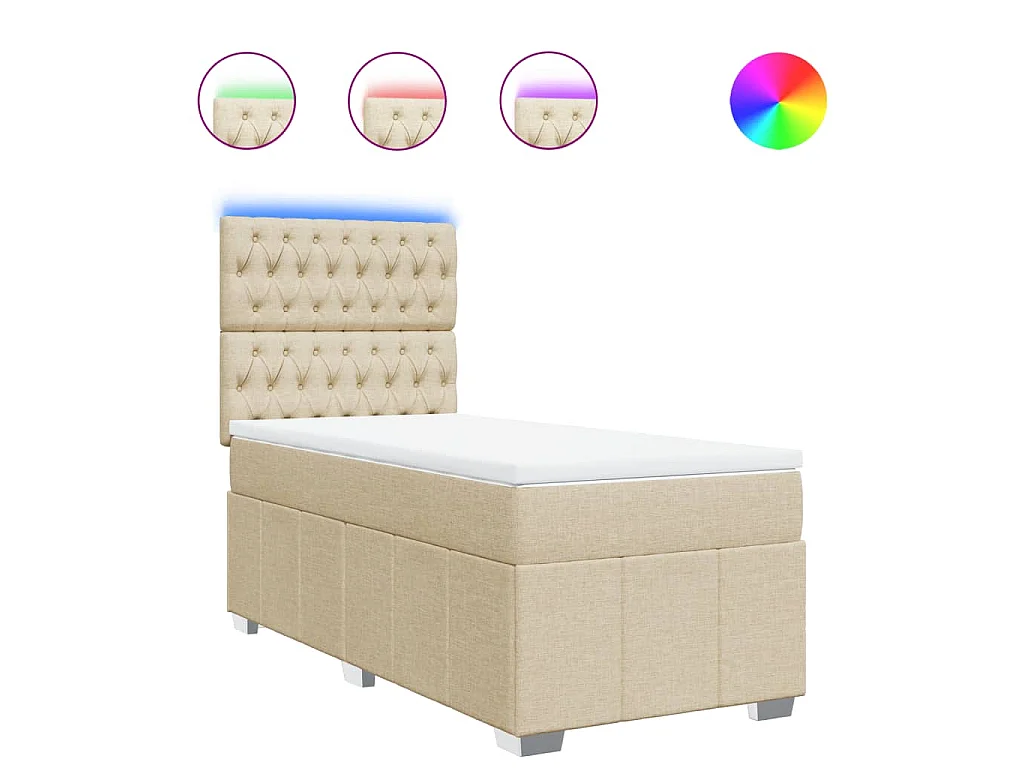 Boxspring met matras stof crèmekleurig 80x200 cm