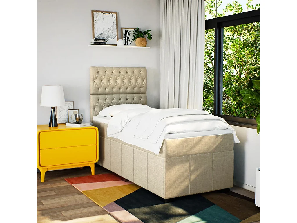Boxspring met matras stof crèmekleurig 80x200 cm