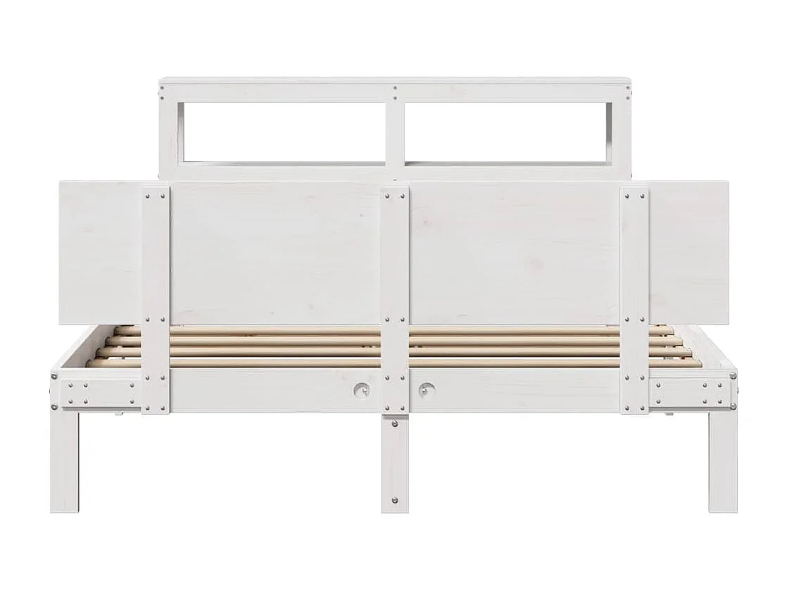 Giroletto con Testiera Bianco 135x190 cm Legno Massello di Pino