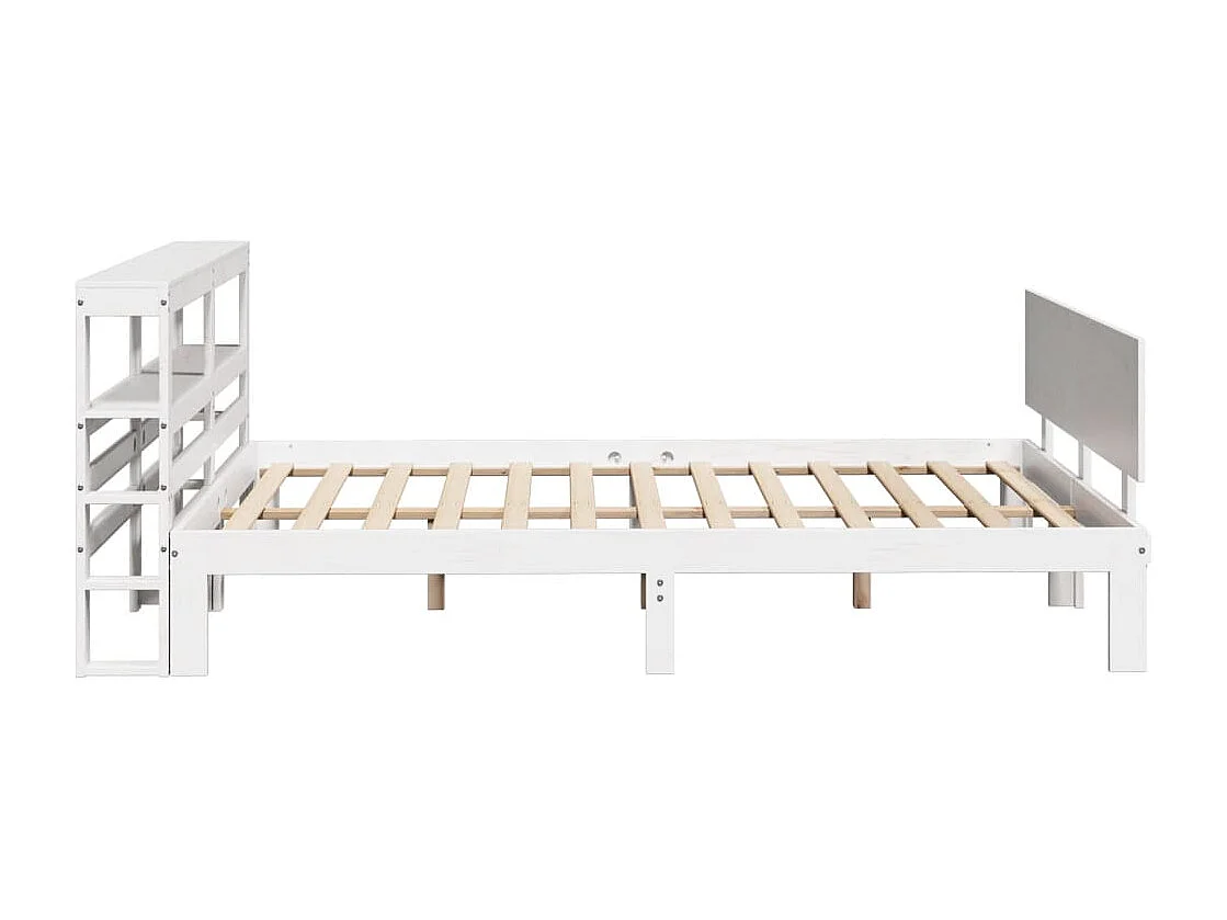Giroletto con Testiera Bianco 135x190 cm Legno Massello di Pino