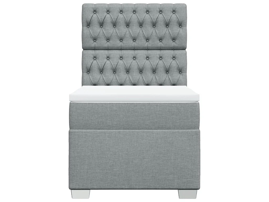 Cama box spring con colchón tela gris claro 80x200 cm