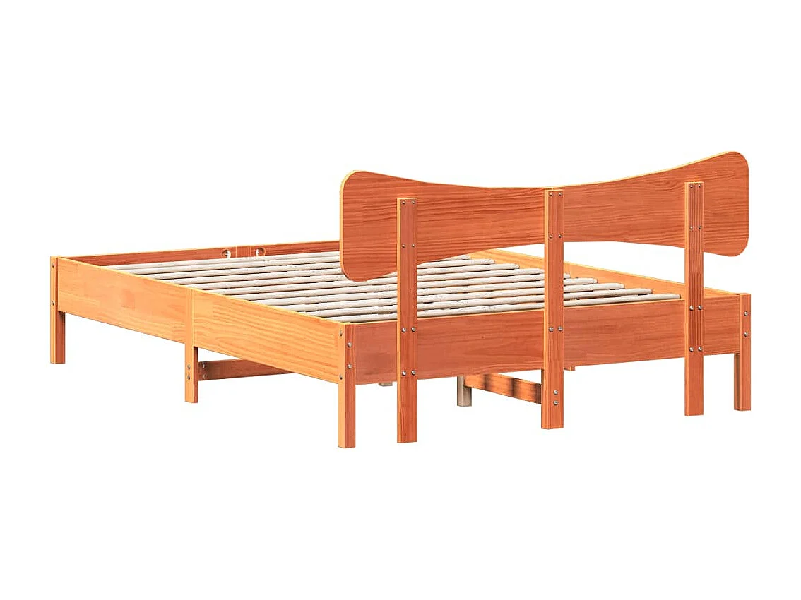 Bedframe zonder matras massief grenenhout wasbruin 135x190 cm