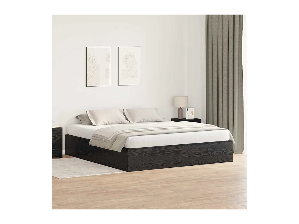 Cadre de lit Chêne noir 200 x 200 cm Bois d'ingénierie