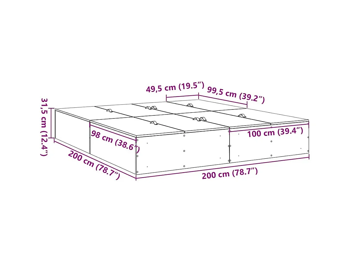 Cadre de lit Chêne noir 200 x 200 cm Bois d'ingénierie