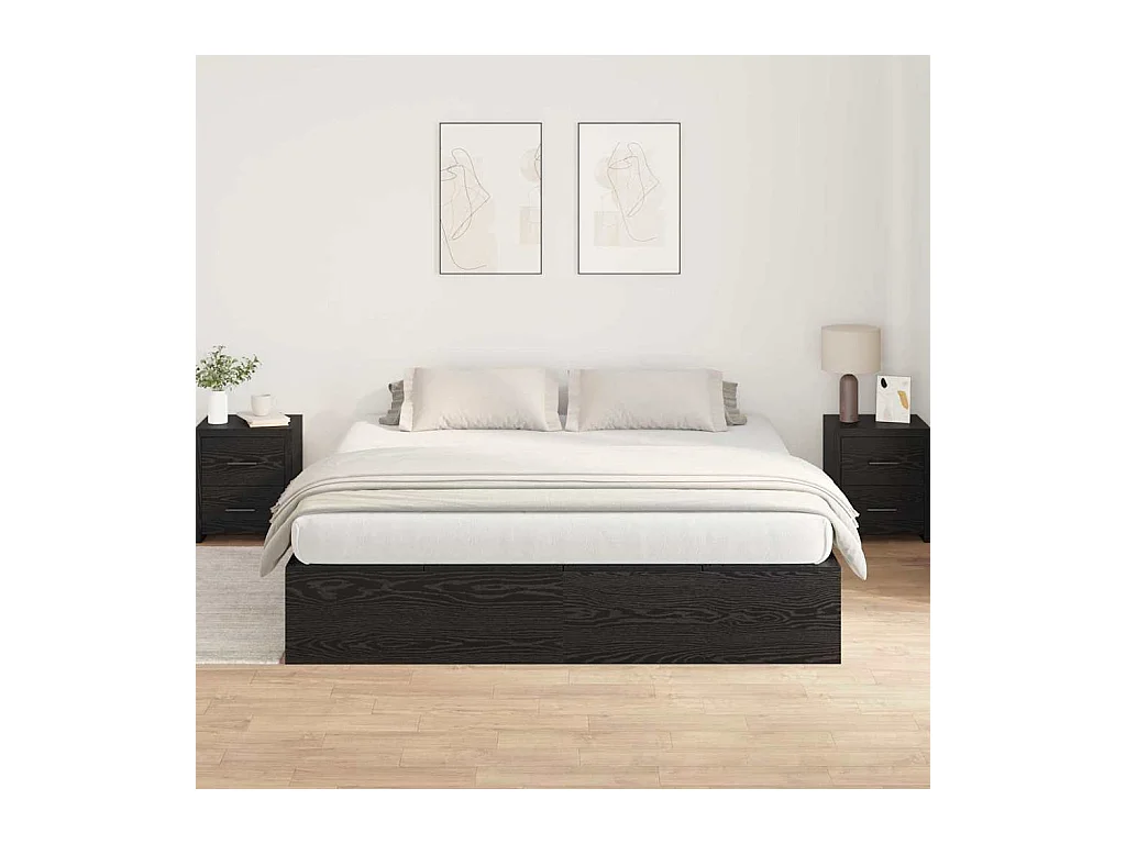 Cadre de lit Chêne noir 200 x 200 cm Bois d'ingénierie