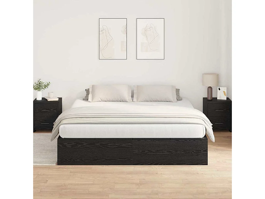 Cadre de lit avec rangement Chêne noir 200 x 200 cm