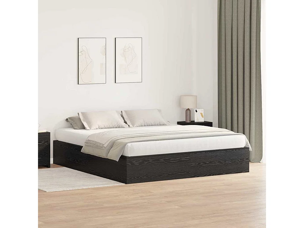 Cadre de lit avec rangement Chêne noir 200 x 200 cm