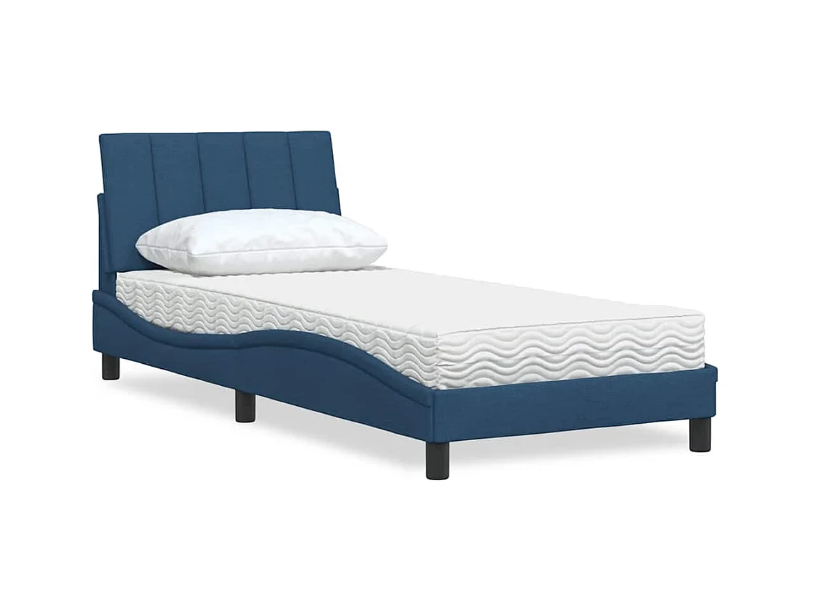 Lit avec matelas bleu 80x200 cm tissu