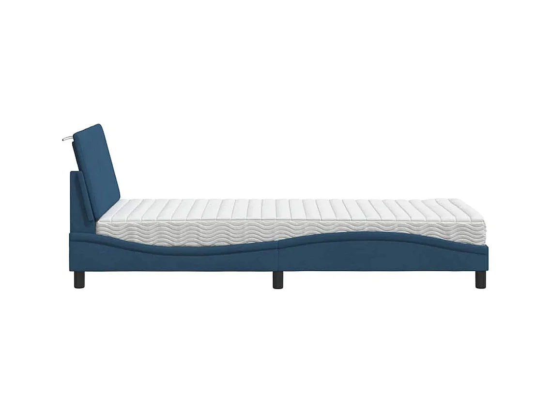 Bett mit Matratze "Hanko" Blau 80x200 cm Stoff