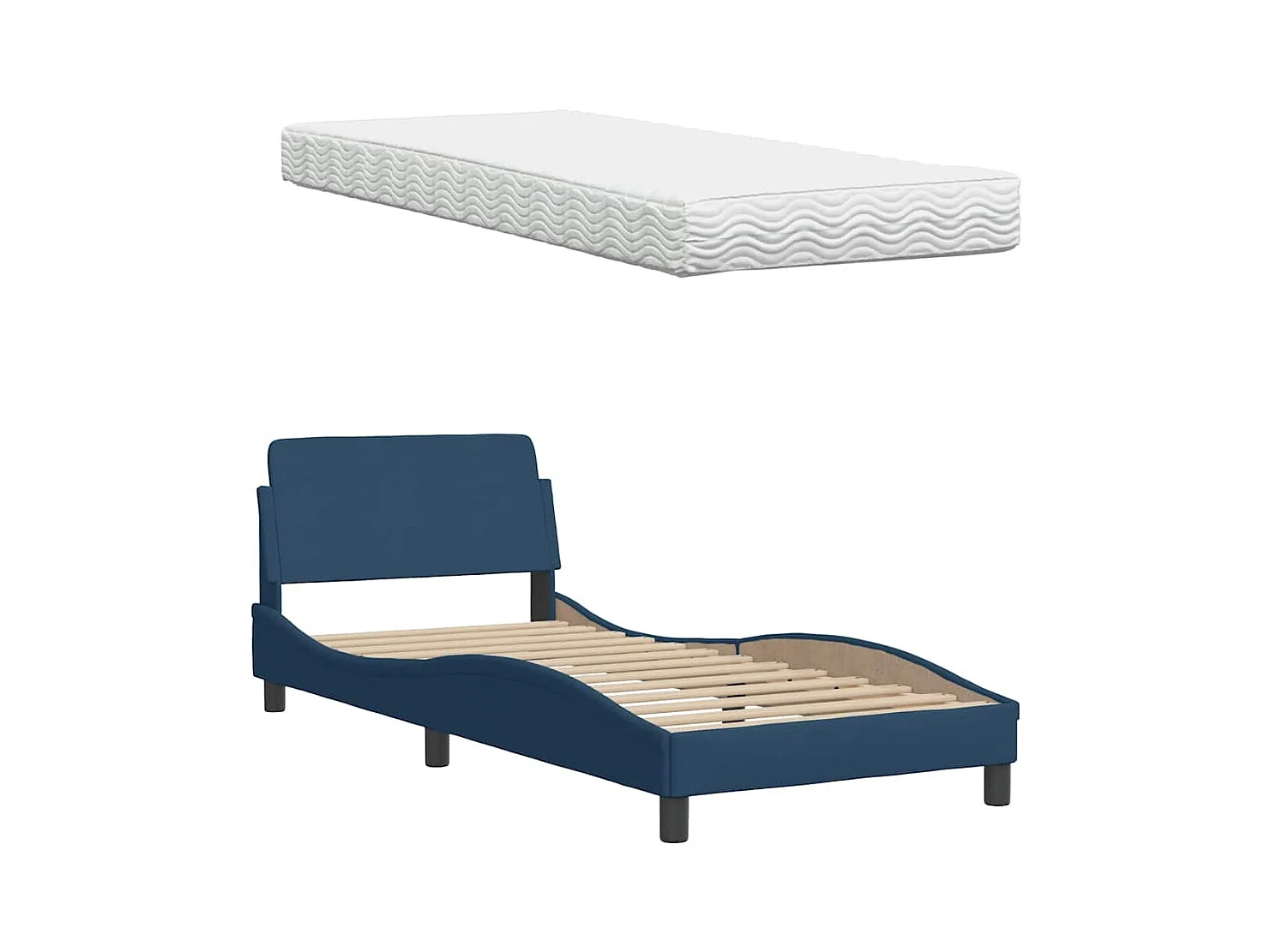 Bett mit Matratze "Hanko" Blau 80x200 cm Stoff