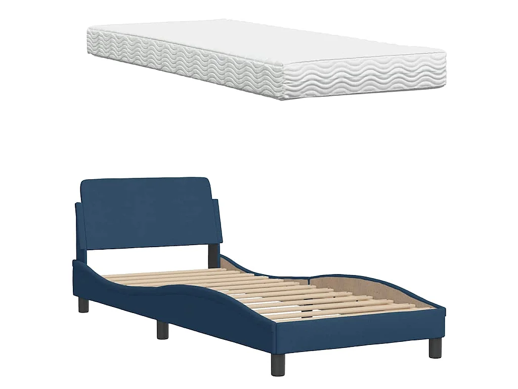 Letto con Materasso Hanko Blu 80x200 cm in Tessuto