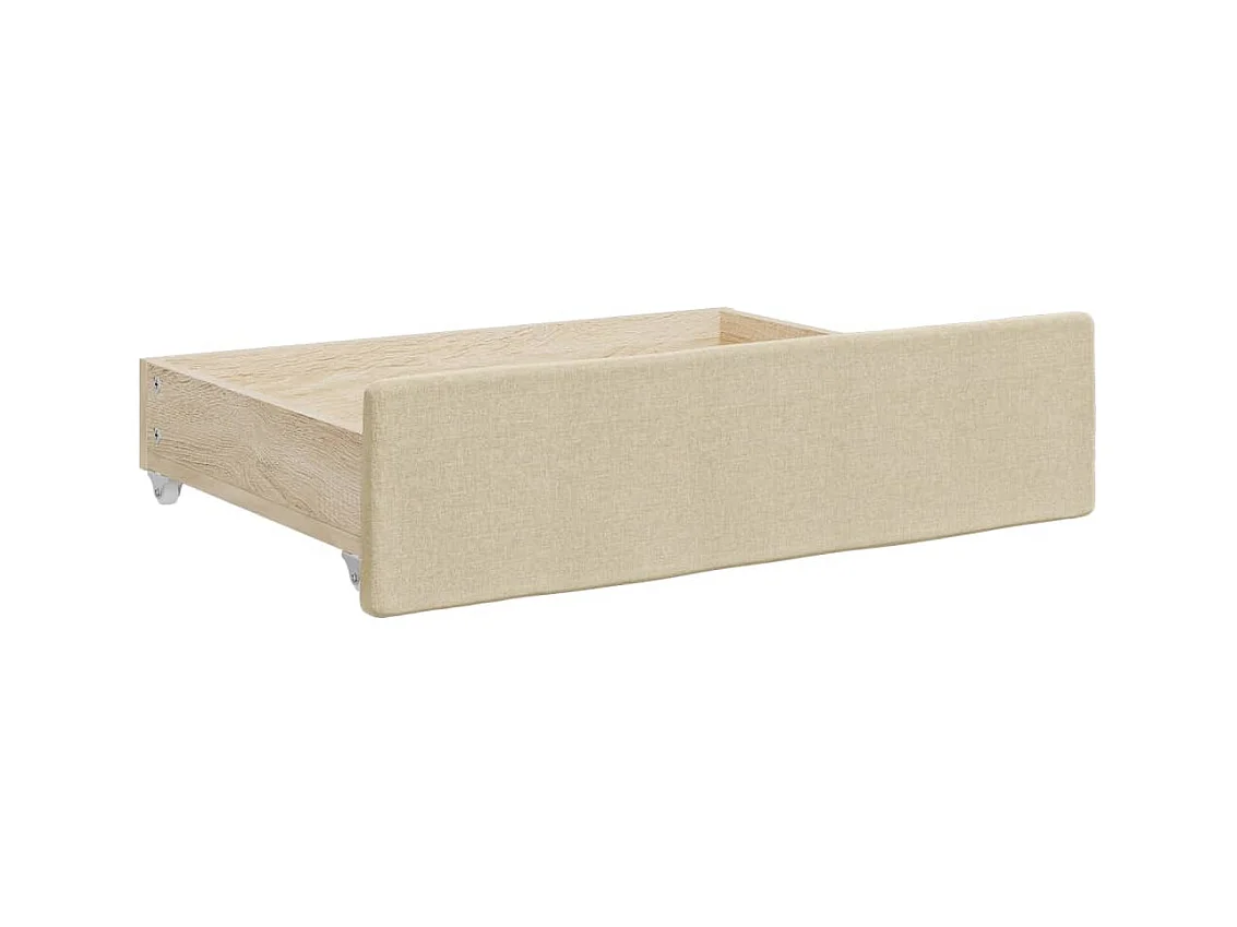 Tagesbett Ausziehbar mit Schubladen Creme 80x200 cm Stoff