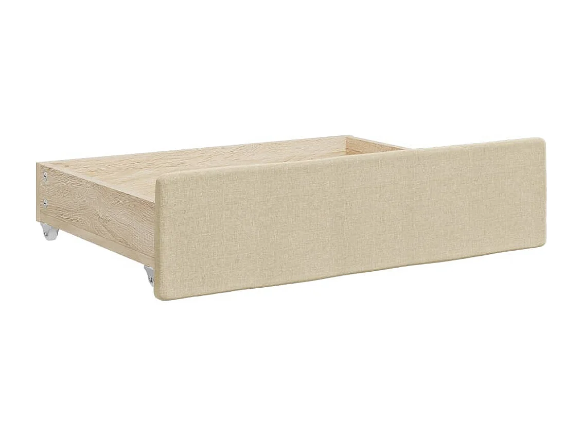 Tagesbett Ausziehbar mit Schubladen Creme 80x200 cm Stoff