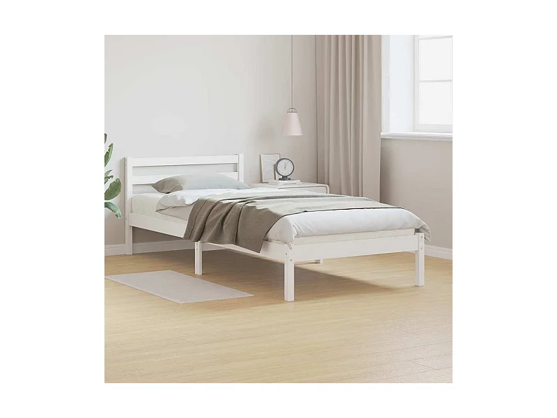 Cadre de lit Blanc 220 x 80 cm Bois massif en pin