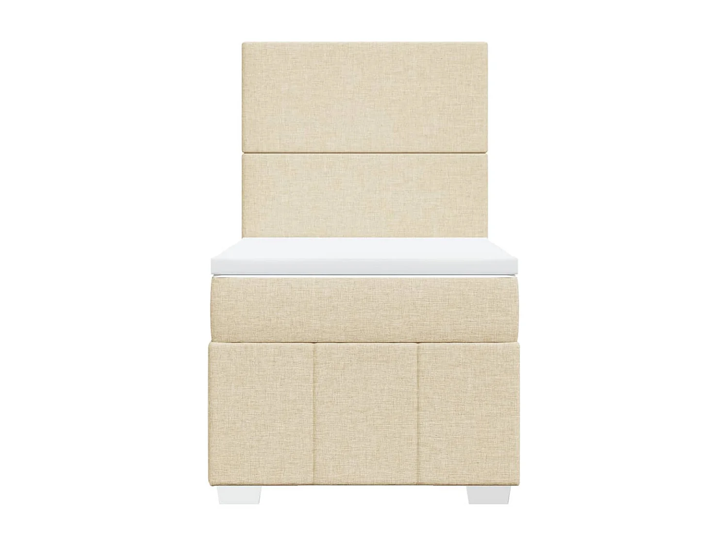 Cama box spring con colchón tela color crema 80x200 cm