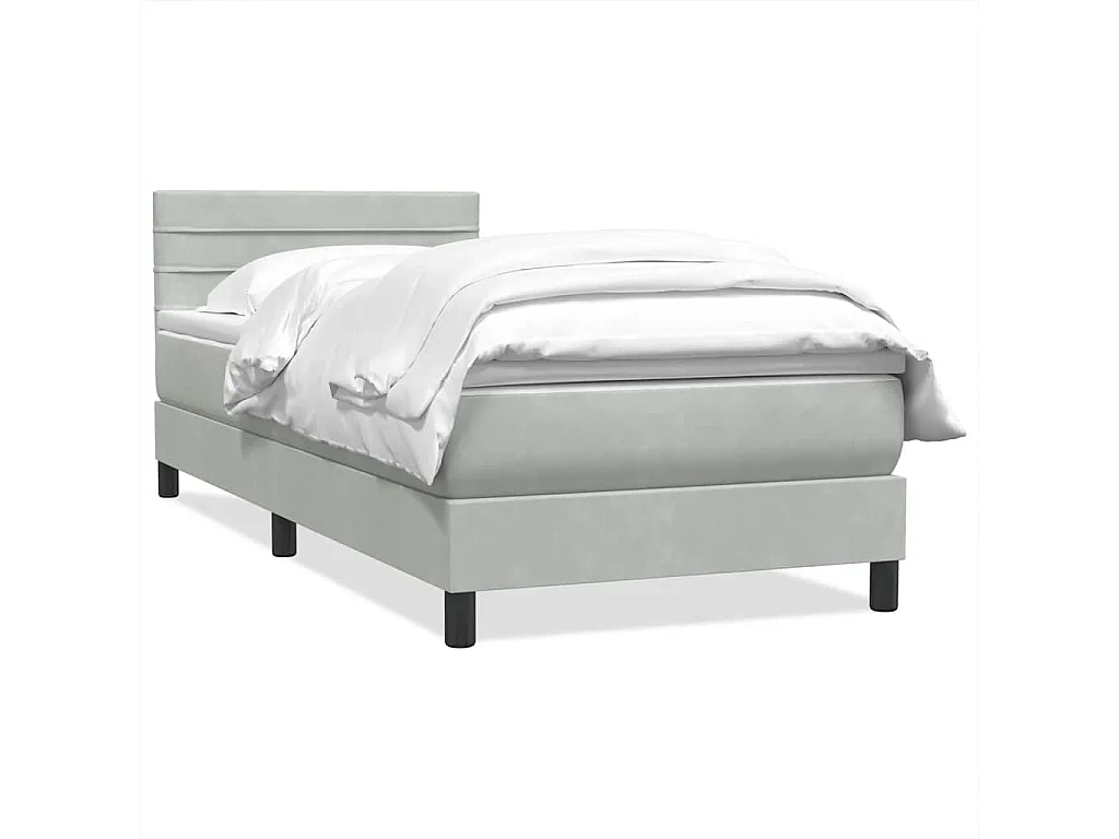 Sommier à lattes de lit et matelas gris clair 80x210 cm velours
