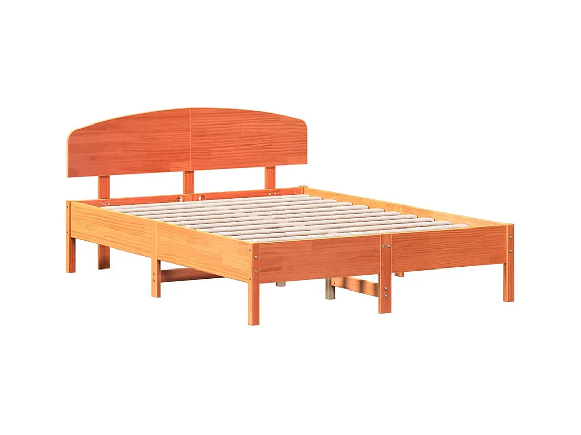 Letto senza Materasso Marrone Cera 135x190 cm in Legno di Pino