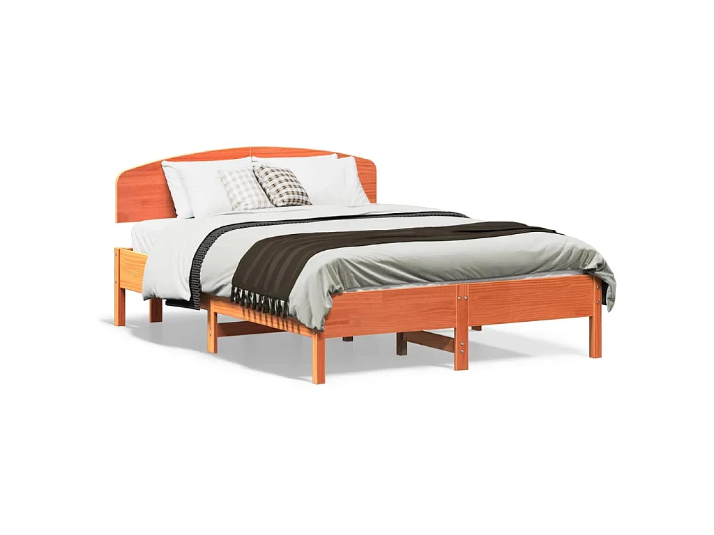 Letto senza Materasso Marrone Cera 135x190 cm in Legno di Pino