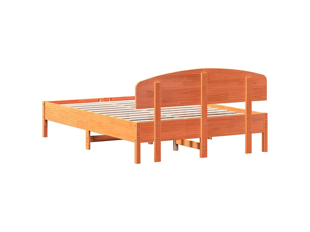 Massivholzbett ohne Matratze Wachsbraun 135x190 cm Kiefernholz