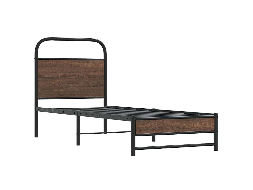 Cadre de lit sans matelas 75x190cm chêne marron bois ingénierie