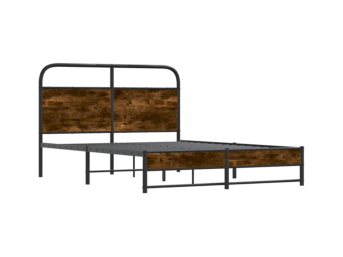 Cadre de lit sans matelas 135x190 cm chêne fumé bois ingénierie