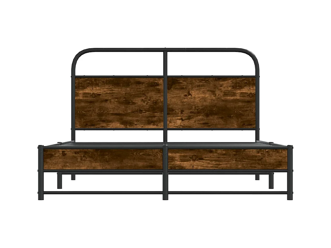 Cadre de lit sans matelas 135x190 cm chêne fumé bois ingénierie