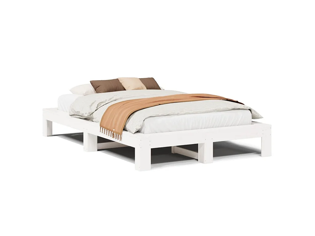 Bedframe zonder matras massief grenenhout wit 135x190 cm