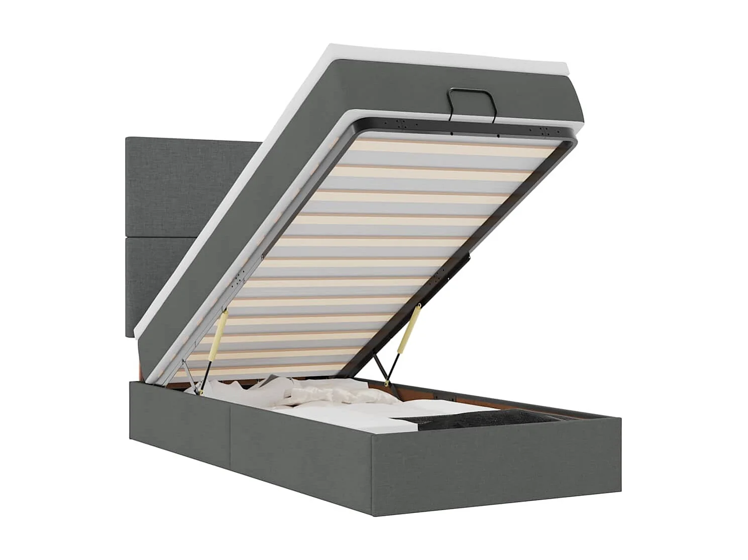 Ottoman bed met matras 80x200cm stof donkergrijs