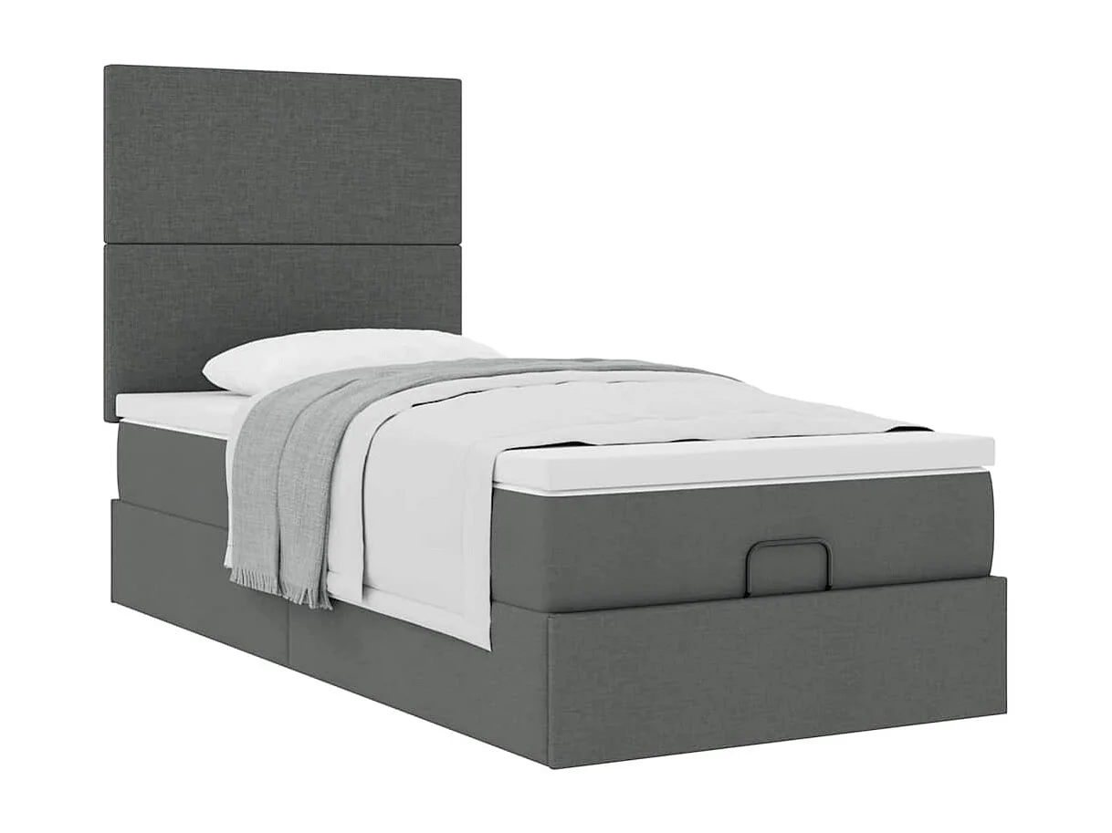 Ottoman bed met matras 80x200cm stof donkergrijs