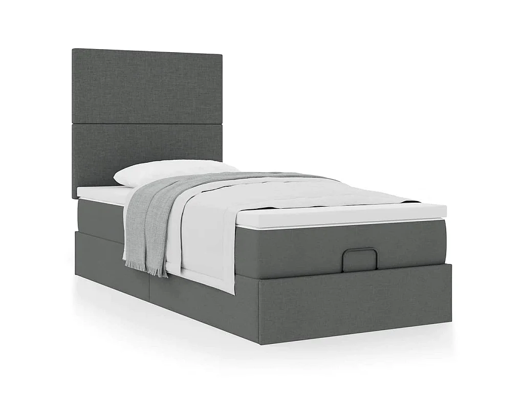Ottoman-Bett mit Matratze Dunkelgrau 80x200 cm Stoff