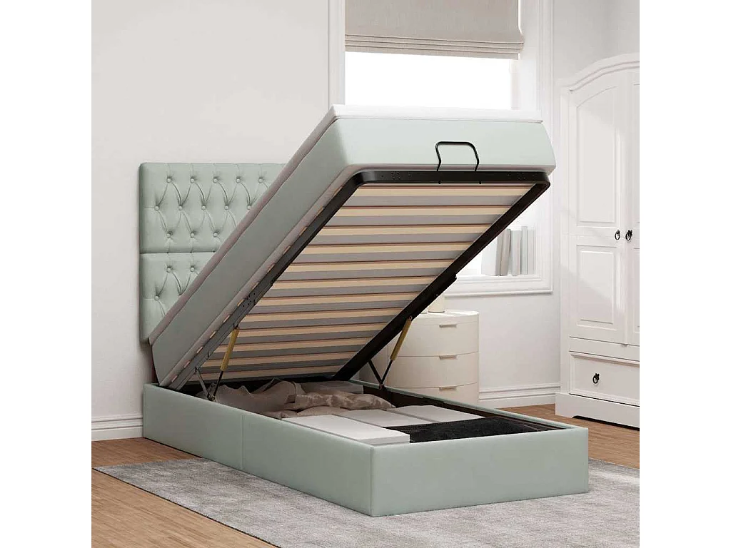 Struttura Letto Pouf con Materassi 80x200 cm in Velluto