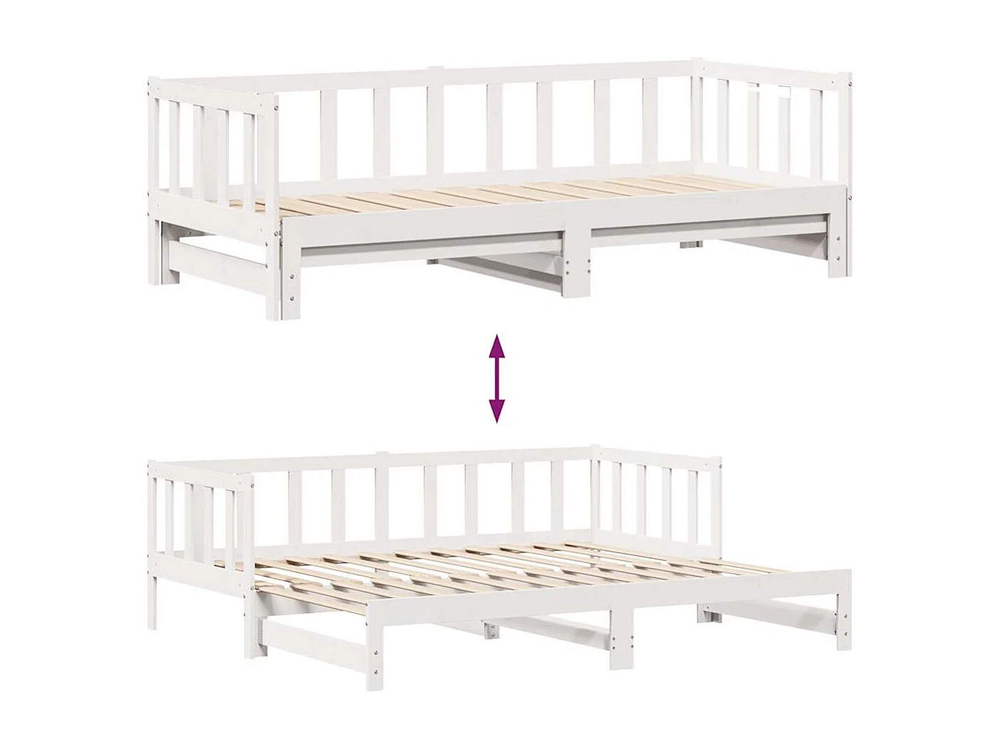 Tagesbett Ausziehbar mit Schubladen ohne Matratze Weiß 80x200cm